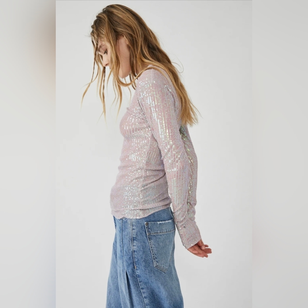 Free People Gold Rush Sequin Top - Picture 6 of 9